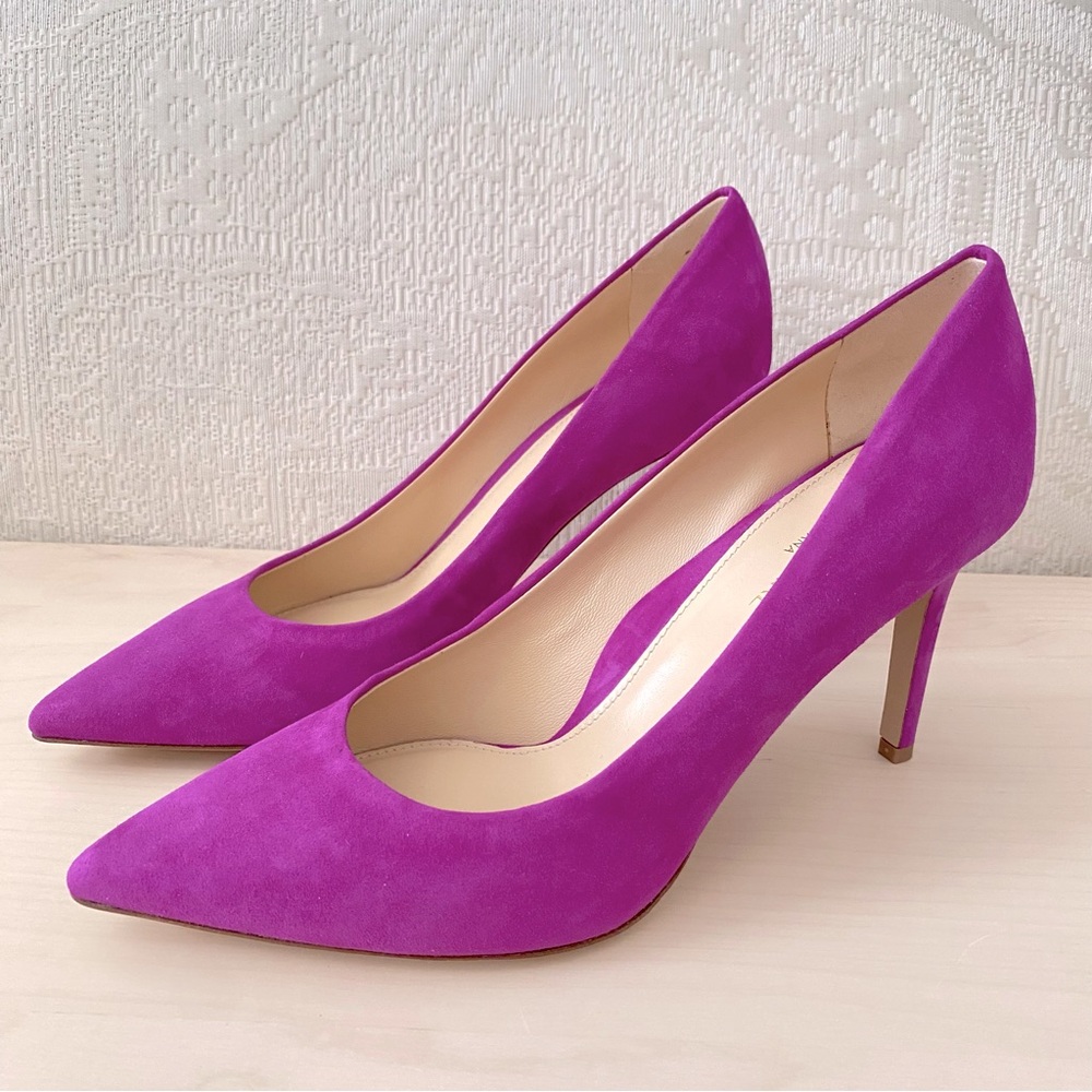 Marion Parke Classic Pumps 85 - Fuchsia Suede Heels, Size 39.5 NWT